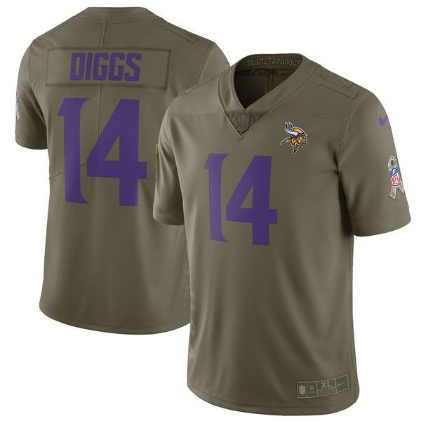 Youth Nike Minnesota Vikings #14 Stefon Diggs Olive Limited 2017 Salute To Service Jersey