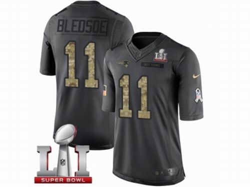 Youth Nike New England Patriots #11 Drew Bledsoe Limited Black 2016 Salute to Service Super Bowl LI 51 Jersey