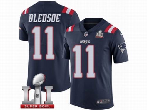 Youth Nike New England Patriots #11 Drew Bledsoe Limited Navy Blue Rush Super Bowl LI 51 Jersey