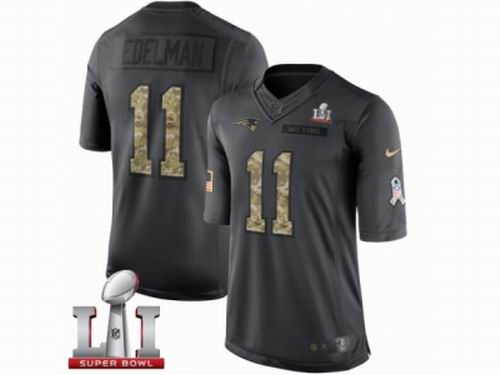 Youth Nike New England Patriots #11 Julian Edelman Limited Black 2016 Salute to Service Super Bowl LI 51 Jersey