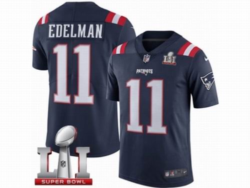 Youth Nike New England Patriots #11 Julian Edelman Limited Navy Blue Rush Super Bowl LI 51 Jersey