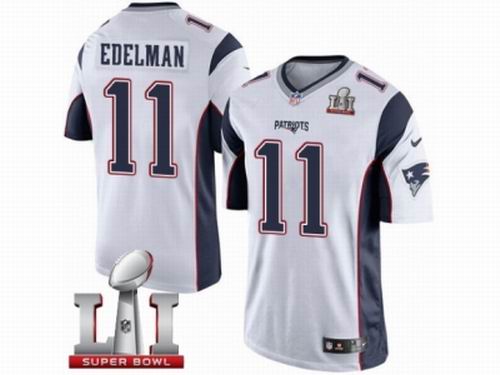 Youth Nike New England Patriots #11 Julian Edelman Limited White Super Bowl LI 51 Jersey