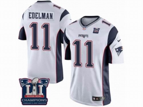 Youth Nike New England Patriots #11 Julian Edelman White game Super Bowl LI Champions NFL Jersey