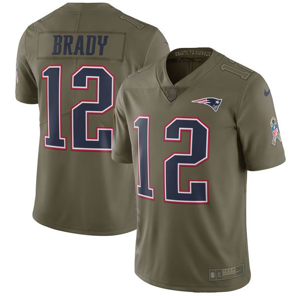 Youth Nike New England Patriots #12 Tom Brady Olive Limited 2017 Salute To Service Jersey