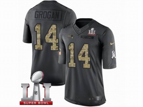 Youth Nike New England Patriots #14 Steve Grogan Limited Black 2016 Salute to Service Super Bowl LI 51 Jersey