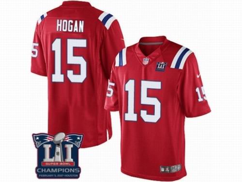 Youth Nike New England Patriots #15 Chris Hogan Red game Super Bowl LI Champions NFL Jersey