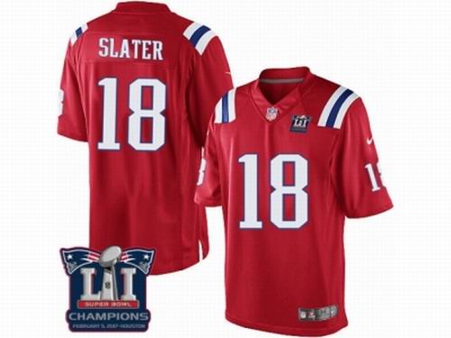 Youth Nike New England Patriots #18 Matthew Slater Red game Super Bowl LI Champions NFL Jersey