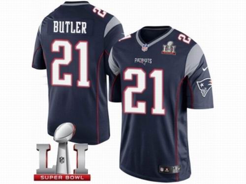Youth Nike New England Patriots #21 Malcolm Butler Limited Navy Blue Team Color Super Bowl LI 51 Jersey