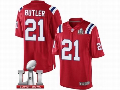 Youth Nike New England Patriots #21 Malcolm Butler Limited Red Alternate Super Bowl LI 51 Jersey