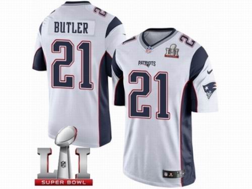 Youth Nike New England Patriots #21 Malcolm Butler Limited White Super Bowl LI 51 Jersey