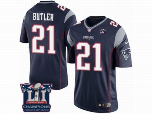 Youth Nike New England Patriots #21 Malcolm Butler Navy Blue game Super Bowl LI Champions NFL Jersey