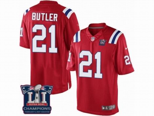 Youth Nike New England Patriots #21 Malcolm Butler Red game Super Bowl LI Champions NFL Jersey