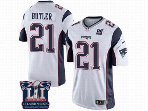 Youth Nike New England Patriots #21 Malcolm Butler White game Super Bowl LI Champions NFL Jersey