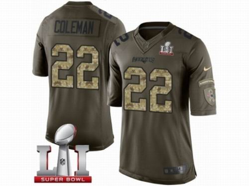Youth Nike New England Patriots #22 Justin Coleman Limited Green Salute to Service Super Bowl LI 51 Jersey