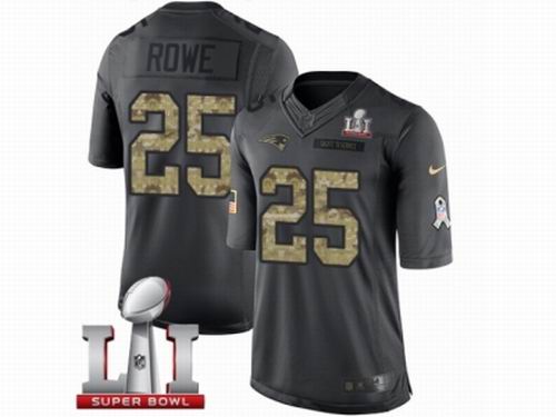 Youth Nike New England Patriots #25 Eric Rowe Limited Black 2016 Salute to Service Super Bowl LI 51 Jersey