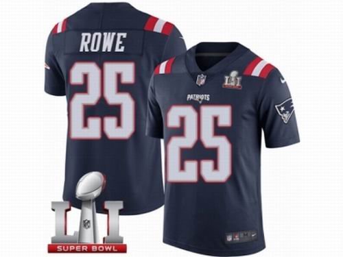 Youth Nike New England Patriots #25 Eric Rowe Limited Navy Blue Rush Super Bowl LI 51 Jersey