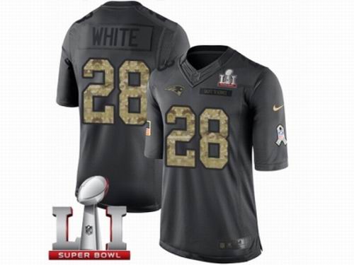 Youth Nike New England Patriots #28 James White Limited Black 2016 Salute to Service Super Bowl LI 51 Jersey