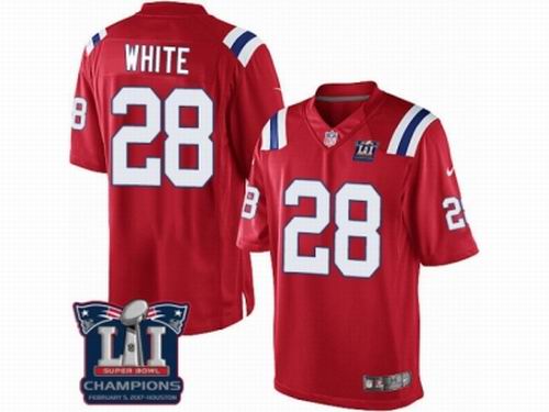 Youth Nike New England Patriots #28 James White Red game Super Bowl LI Champions NFL Jersey