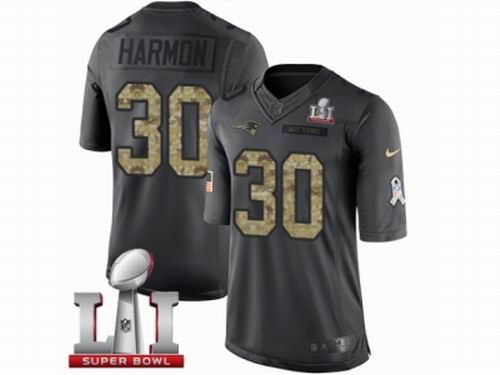 Youth Nike New England Patriots #30 Duron Harmon Limited Black 2016 Salute to Service Super Bowl LI 51 Jersey