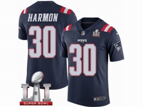 Youth Nike New England Patriots #30 Duron Harmon Limited Navy Blue Rush Super Bowl LI 51 Jersey