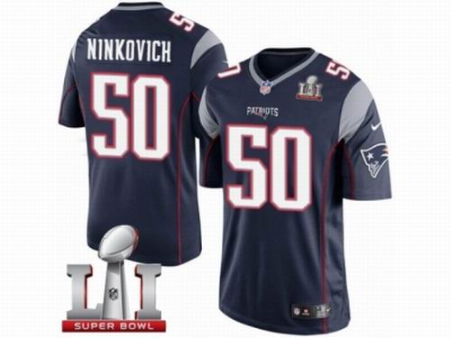 Youth Nike New England Patriots #50 Rob Ninkovich Elite Navy Blue Team Color Super Bowl LI 51 Jersey