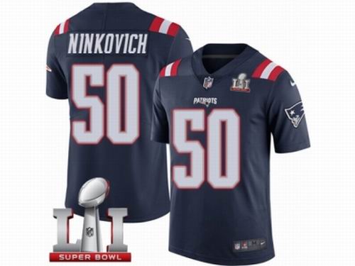 Youth Nike New England Patriots #50 Rob Ninkovich Limited Navy Blue Rush Super Bowl LI 51 Jersey