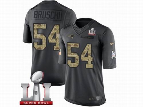 Youth Nike New England Patriots #54 Tedy Bruschi Limited Black 2016 Salute to Service Super Bowl LI 51 Jersey