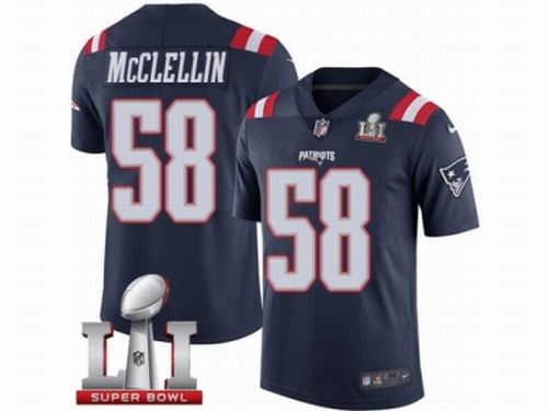 Youth Nike New England Patriots #58 Shea McClellin Limited Navy Blue Rush Super Bowl LI 51 Jersey