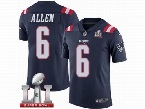 Youth Nike New England Patriots #6 Ryan Allen Limited Navy Blue Rush Super Bowl LI 51 Jersey
