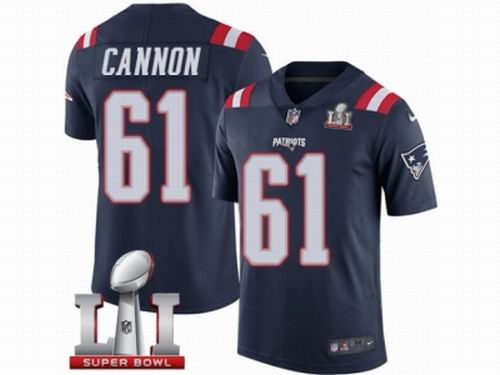 Youth Nike New England Patriots #61 Marcus Cannon Limited Navy Blue Rush Super Bowl LI 51 Jersey