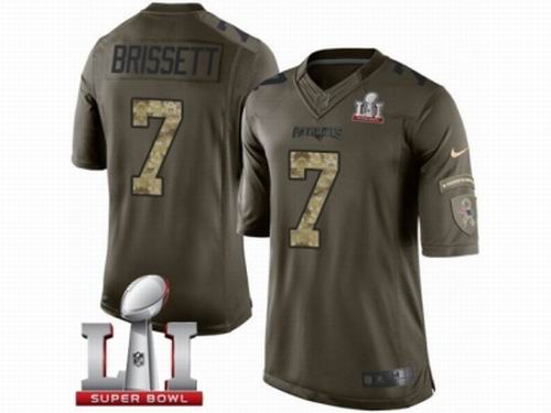 Youth Nike New England Patriots #7 Jacoby Brissett Limited Green Salute to Service Super Bowl LI 51 Jersey