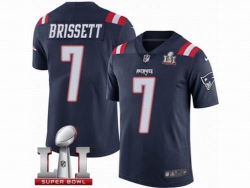 Youth Nike New England Patriots #7 Jacoby Brissett Limited Navy Blue Rush Super Bowl LI 51 Jersey