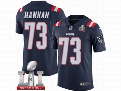 Youth Nike New England Patriots #73 John Hannah Limited Navy Blue Rush Super Bowl LI 51 Jersey