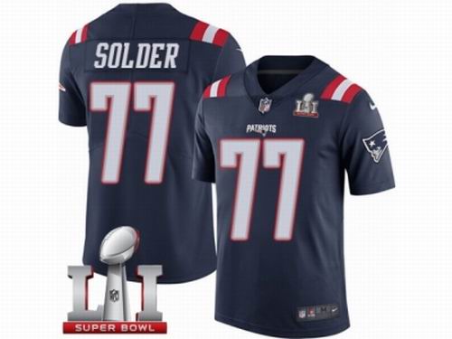 Youth Nike New England Patriots #77 Nate Solder Limited Navy Blue Rush Super Bowl LI 51 Jersey