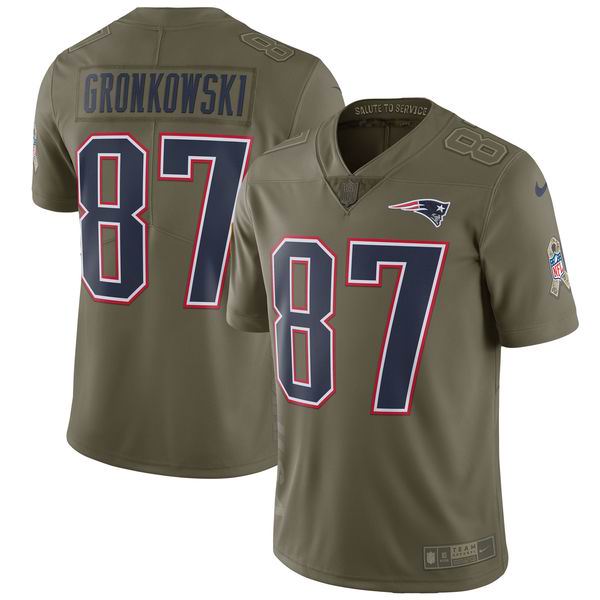 Youth Nike New England Patriots #87 Rob Gronkowski Olive NFL Limited 2017 Salute To Service Jersey