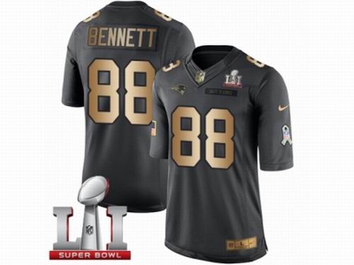 Youth Nike New England Patriots #88 Martellus Bennett Limited Black Gold Salute to Service Super Bowl LI 51 Jersey