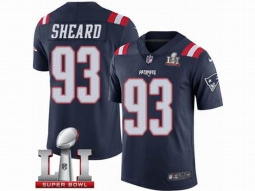Youth Nike New England Patriots #93 Jabaal Sheard Limited Navy Blue Rush Super Bowl LI 51 Jersey