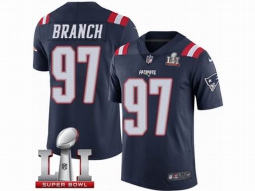 Youth Nike New England Patriots #97 Alan Branch Limited Navy Blue Rush Super Bowl LI 51 Jersey