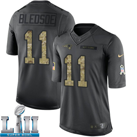 Youth Nike New England Patriots Super Bowl LII 11 Drew Bledsoe Limited Black 2016 Salute to Service NFL Jersey
