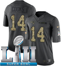Youth Nike New England Patriots Super Bowl LII 14 Brandin Cooks Limited Black 2016 Salute to Service NFL Jersey