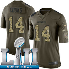 Youth Nike New England Patriots Super Bowl LII 14 Brandin Cooks Limited Green Salute to Service NFL Jersey