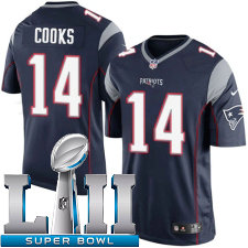 Youth Nike New England Patriots Super Bowl LII 14 Brandin Cooks Limited Navy Blue Team Color NFL Jersey