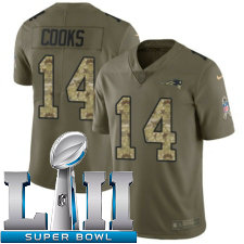 Youth Nike New England Patriots Super Bowl LII 14 Brandin Cooks Limited OliveCamo 2017 Salute to Service NFL Jersey