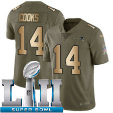 Youth Nike New England Patriots Super Bowl LII 14 Brandin Cooks Limited OliveGold 2017 Salute to Service NFL Jersey