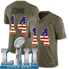 Youth Nike New England Patriots Super Bowl LII 14 Brandin Cooks Limited OliveUSA Flag 2017 Salute to Service NFL Jersey