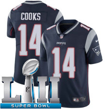 Youth Nike New England Patriots Super Bowl LII 14 Brandin Cooks Vapor Untouchable Limited Navy Blue Team Color NFL Jersey