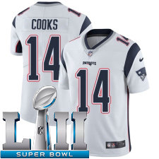 Youth Nike New England Patriots Super Bowl LII 14 Brandin Cooks Vapor Untouchable Limited White NFL Jersey