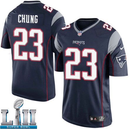Youth Nike New England Patriots Super Bowl LII 23 Patrick Chung Limited Navy Blue Team Color NFL Jersey
