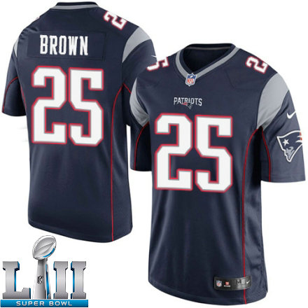 Youth Nike New England Patriots Super Bowl LII 25 Tarell Brown Limited Navy Blue Team Color NFL Jersey