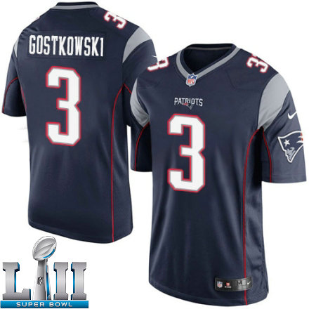 Youth Nike New England Patriots Super Bowl LII 3 Stephen Gostkowski Elite Navy Blue Team Color NFL Jersey